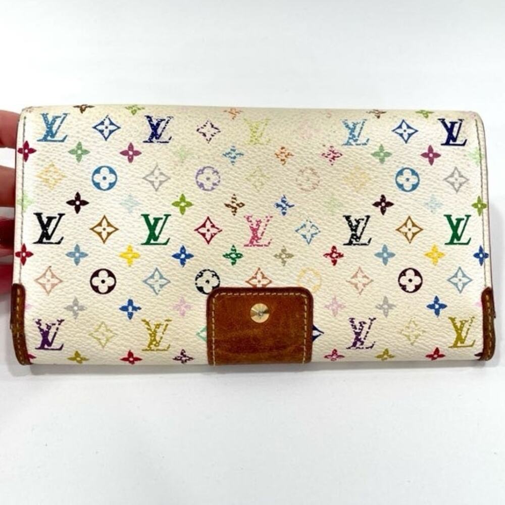 Louis Vuitton RARE Murakami Multicolor Bow Turn Lock Sarah Wallet White Pink Y2K - Picture 5 of 16